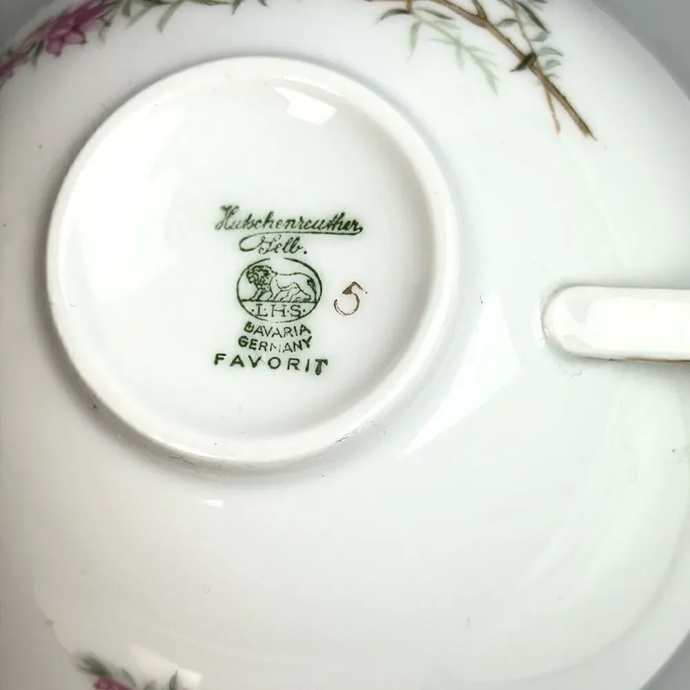 Hutschenreuther Heather White Collection Tea Cup Saucer Desert Plate Bavaria